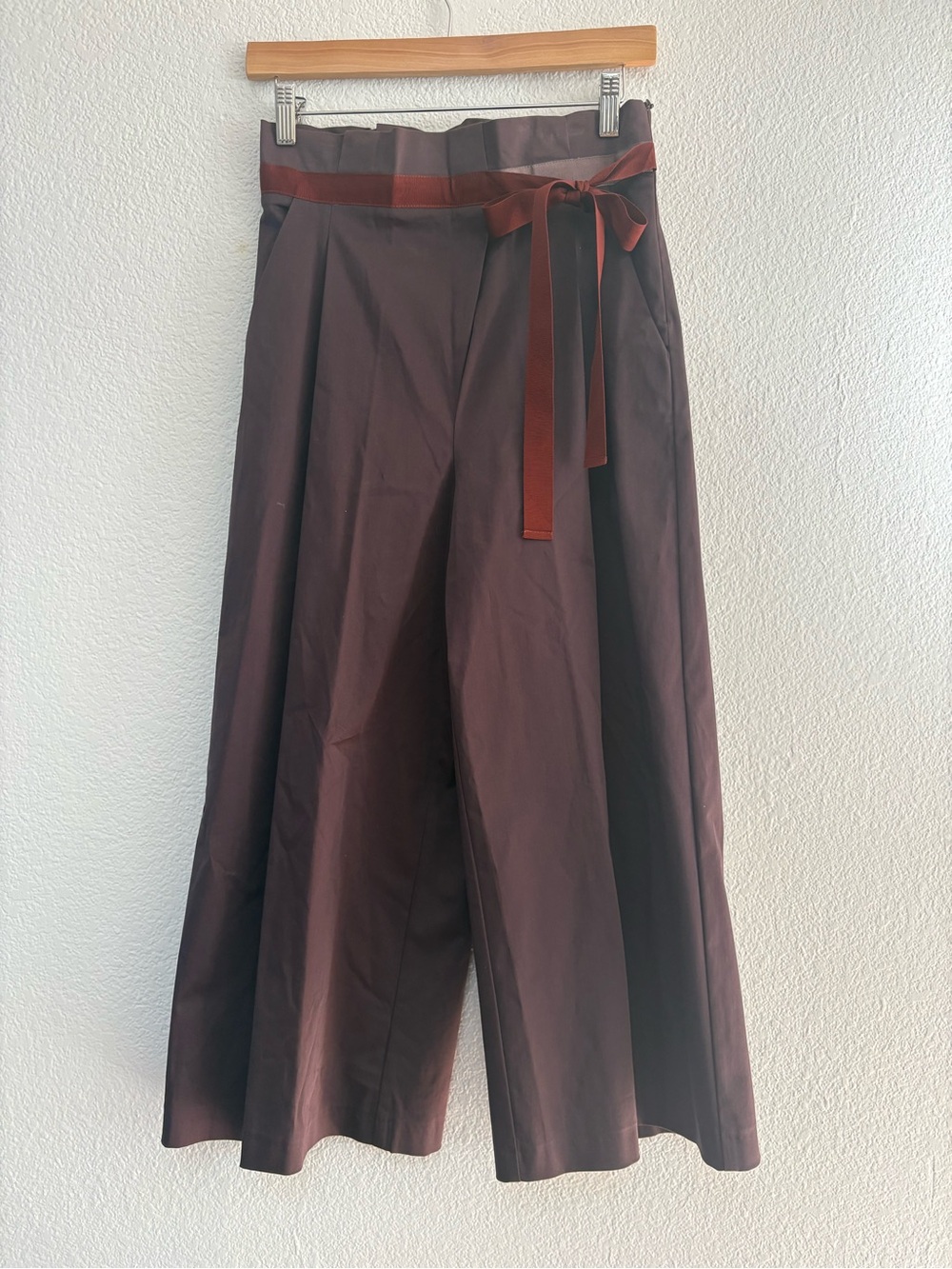 Maliparmi Wide-Leg Pants in Deep Brown with Rust Tie